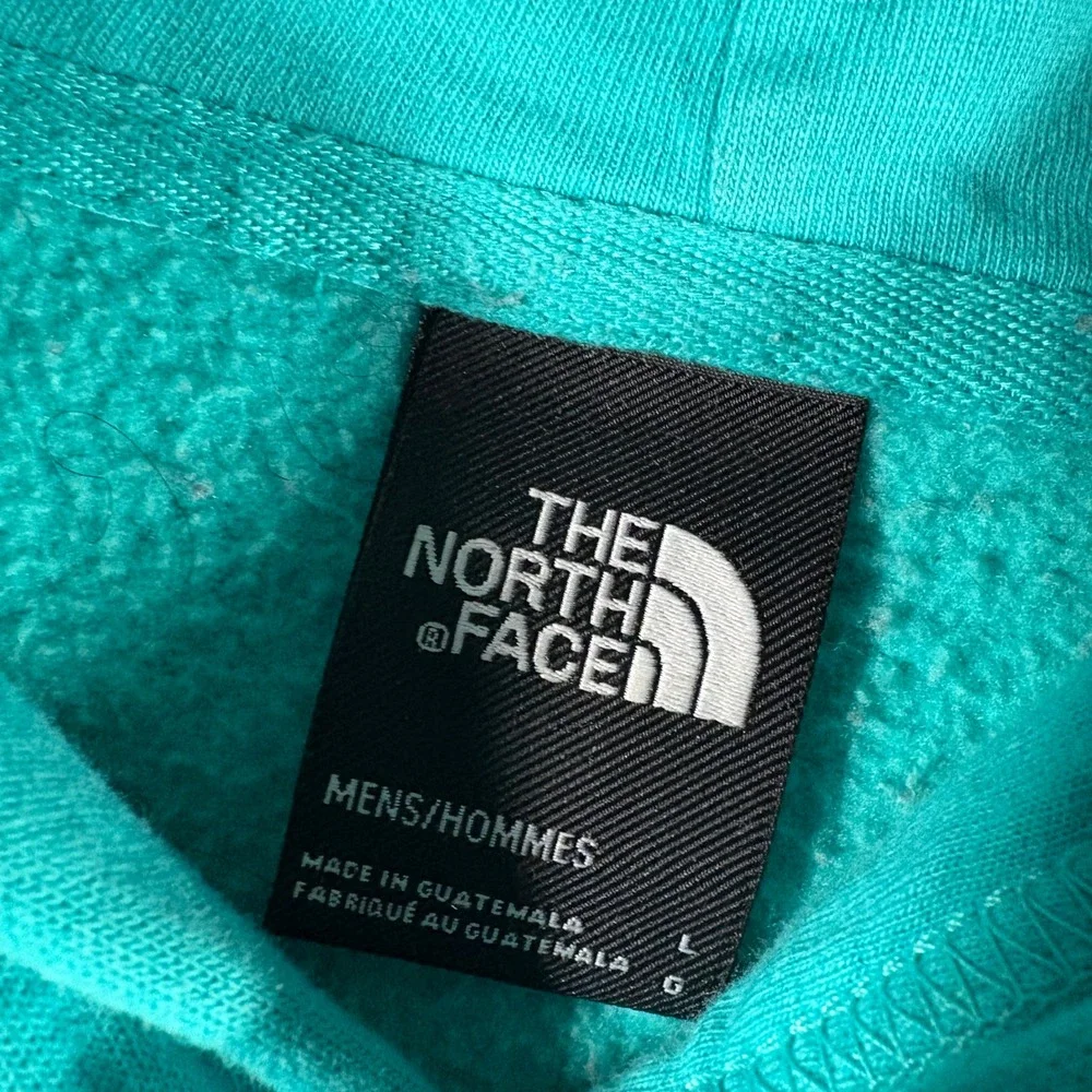 The North Face Hoodie Mens Large Teal Blue Half Dome Logo Pullover Fleece